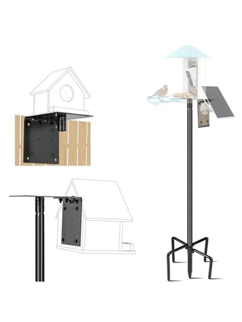 Bird Feeder Pole, 109 Inch Heavy Duty Bird House Pole Kit for Outdoors